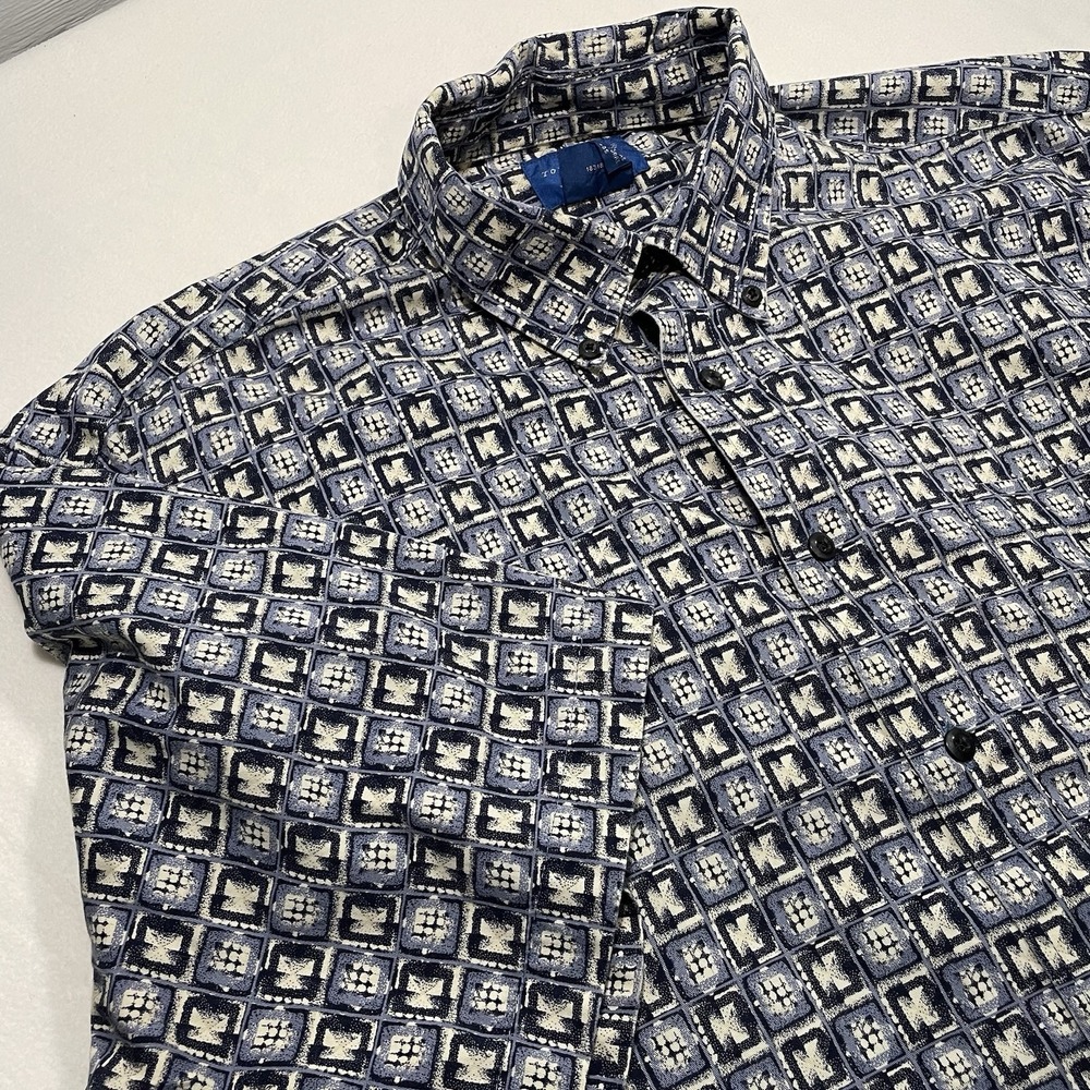 Towncraft XL‎ Mens Abstract Button Short Sleeve Shirt Mens Pocket Wrinkle Free